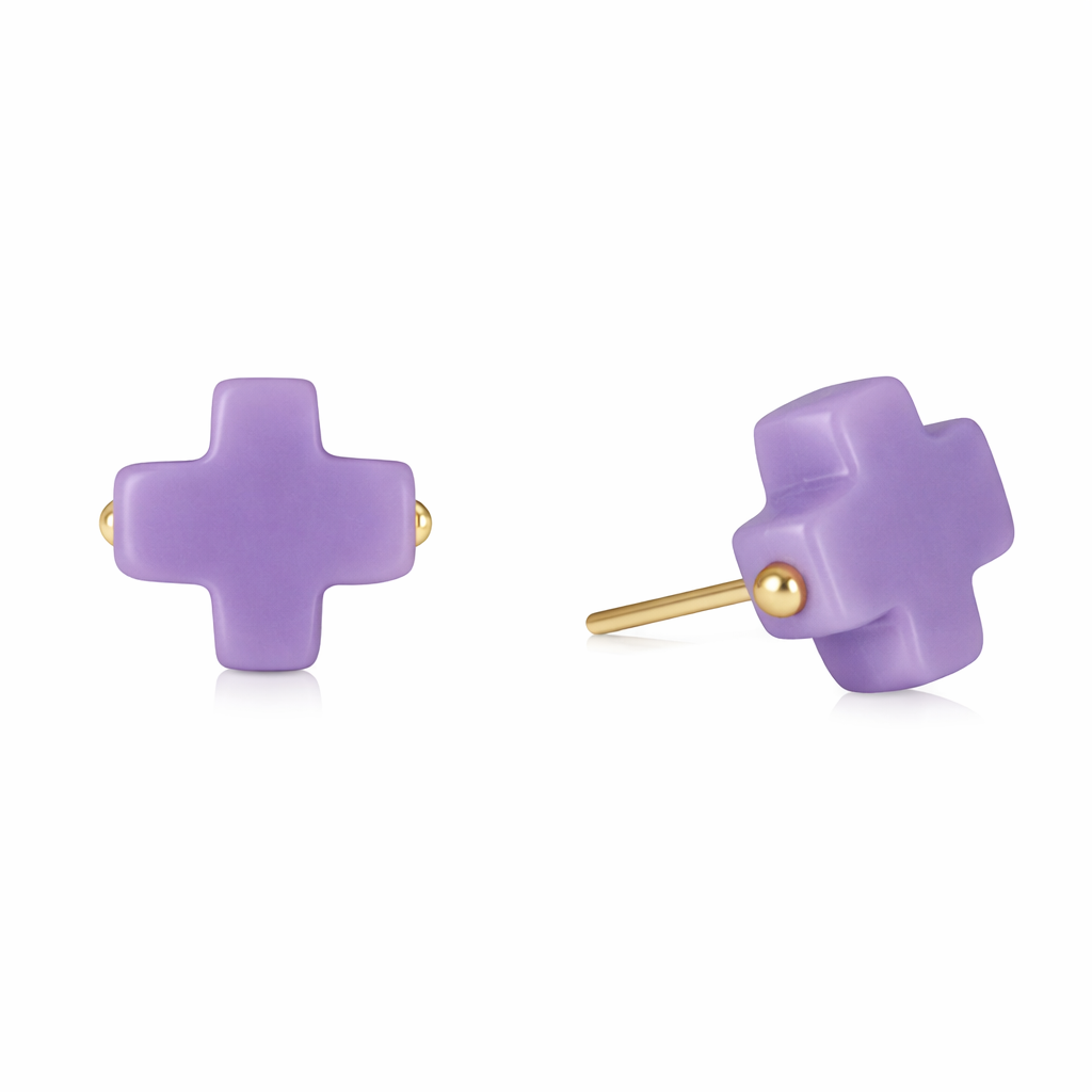 SIGNATURE CROSS STUD - PURPLE