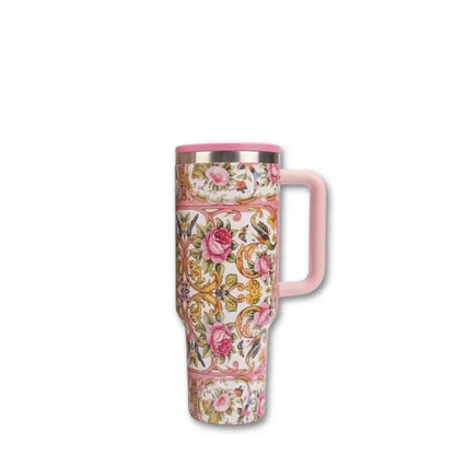 VINTAGE INSPIRED FLIP STRAW TUMBLER WITH HANDLE - 40 OZ