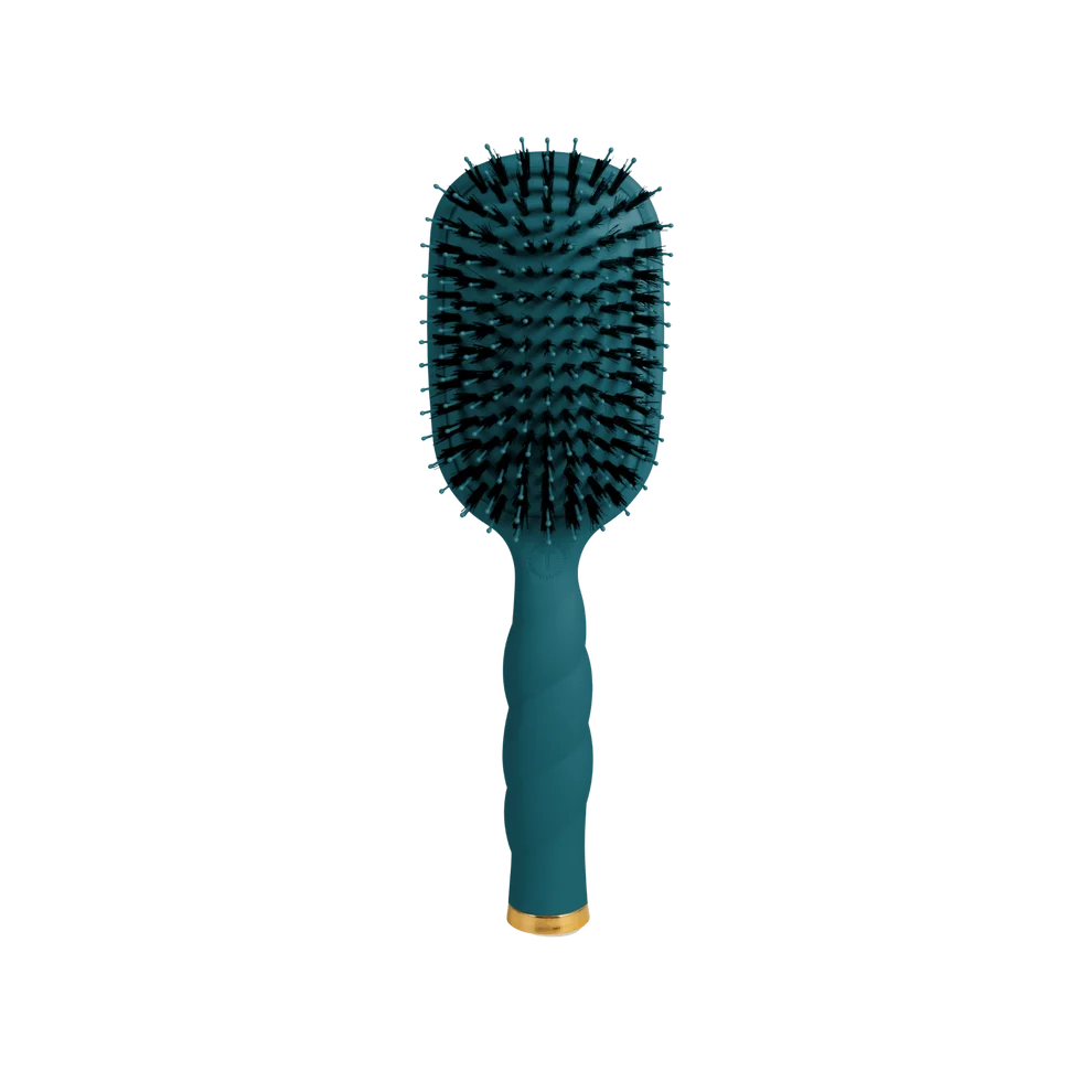 BOAR BRISTLE HAIR BRUSH TEAL WITH IT
