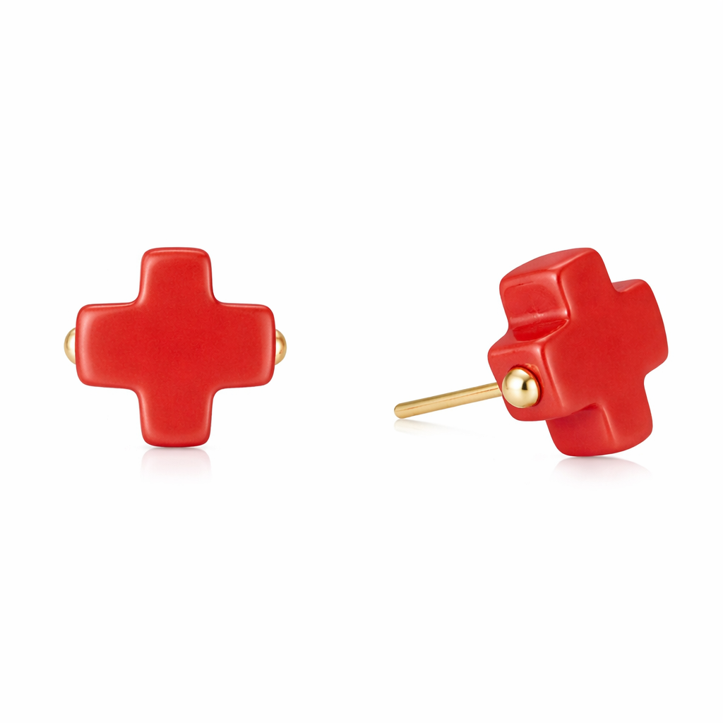 SIGNATURE CROSS STUD - RED