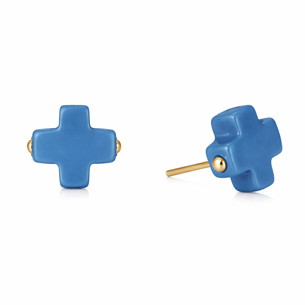 SIGNATURE CROSS STUD - COBALT