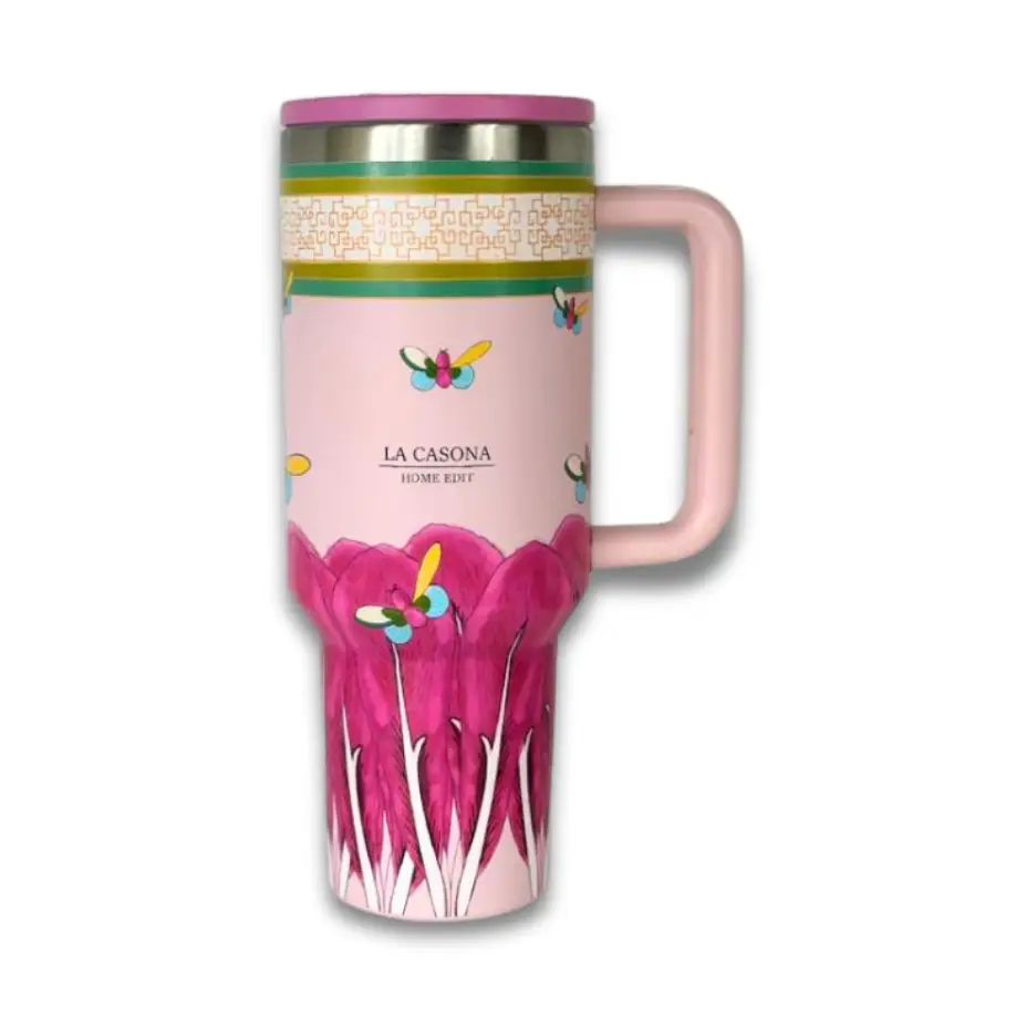 VINTAGE INSPIRED FLIP STRAW TUMBLER WITH HANDLE - 40 OZ