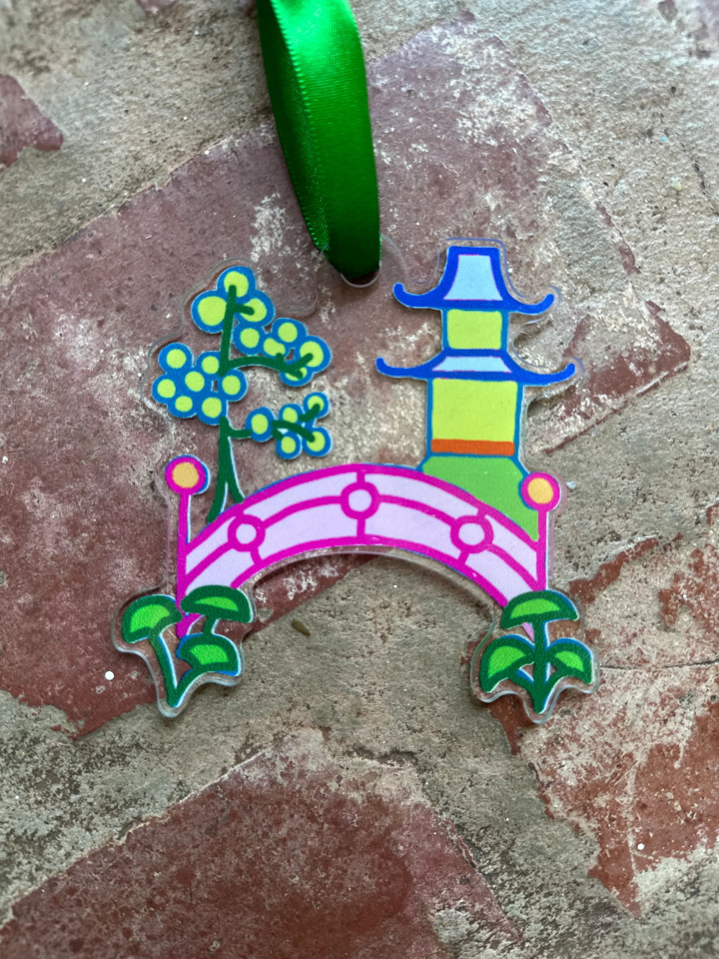 PAGODA BRIDGE SCENE ACRYLIC ORNAMENT