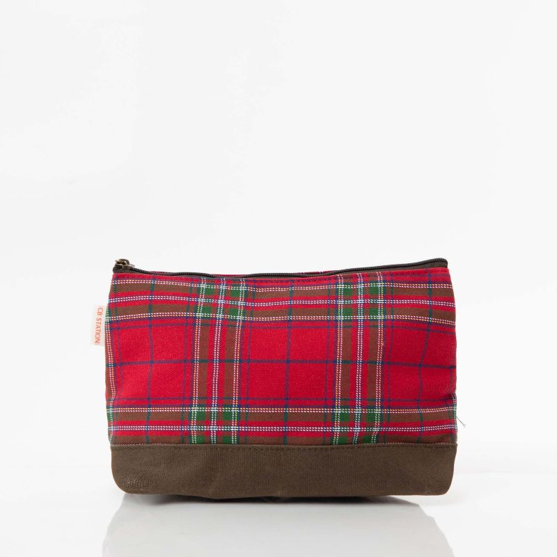 PLAID WITH OLIVE WAXED TRIM CLUTCH