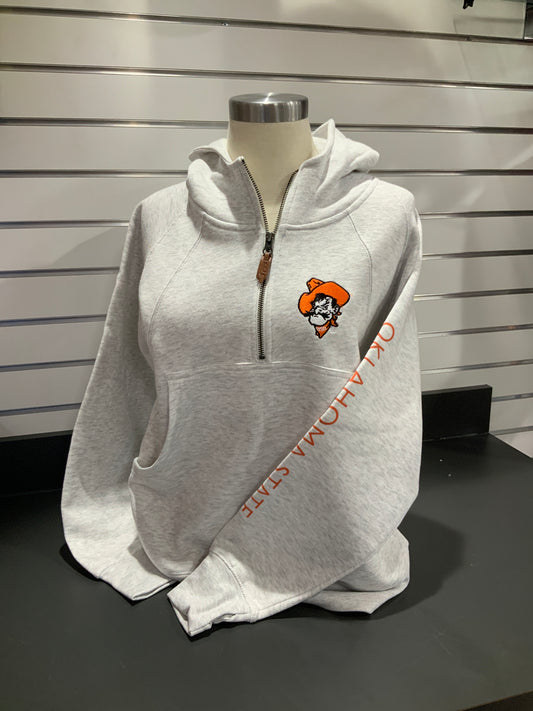 OSU EMBROIDERED 1/2 ZIP HOODIE WITH POCKET