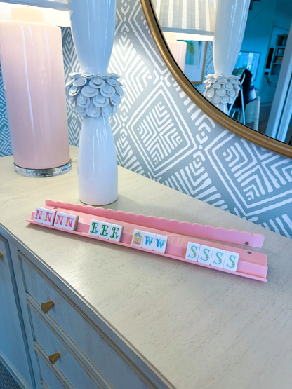 BLUSH SCALLOP MAHJONG RACK & PUSHER SET