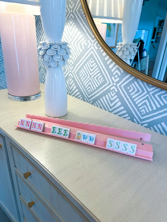 BLUSH SCALLOP MAHJONG RACK & PUSHER SET