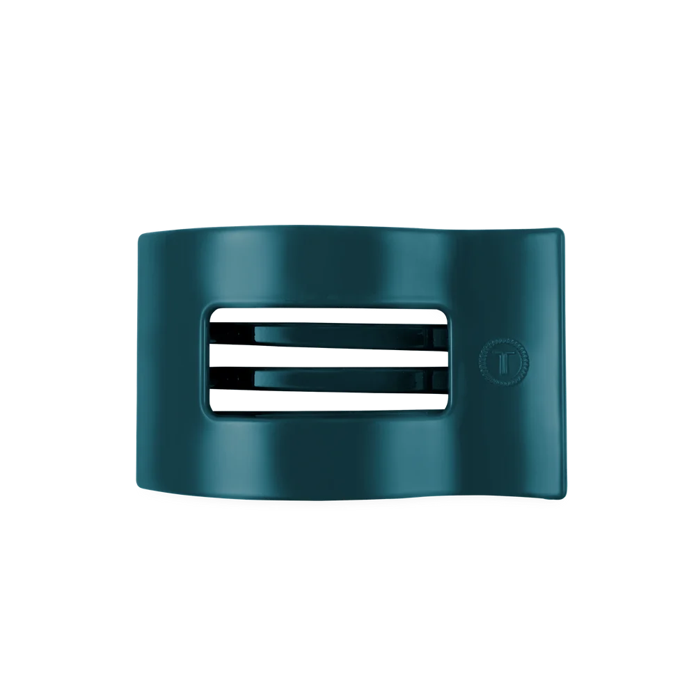 TELETIES FLAT RECTANGLE HAIR CLIP -  TEAL WITH IT