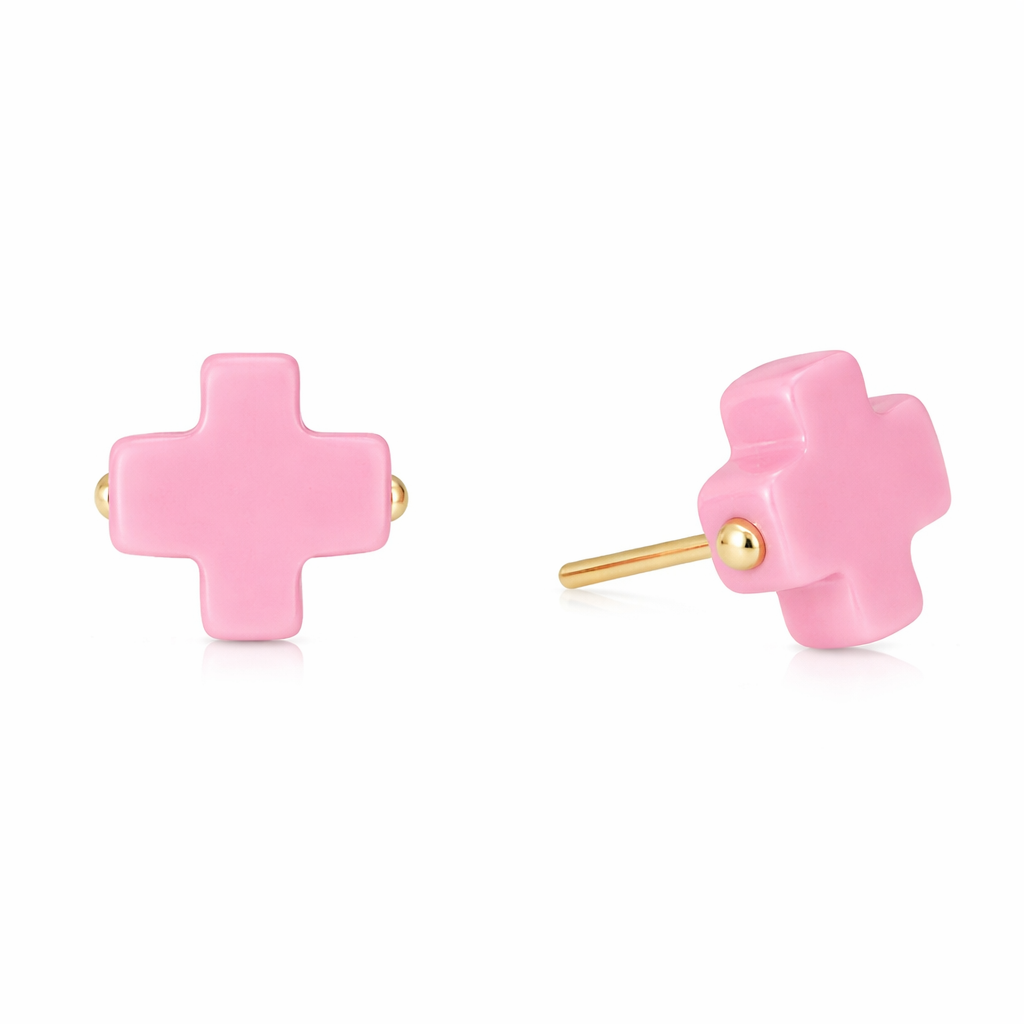 SIGNATURE CROSS STUD - BRIGHT PINK