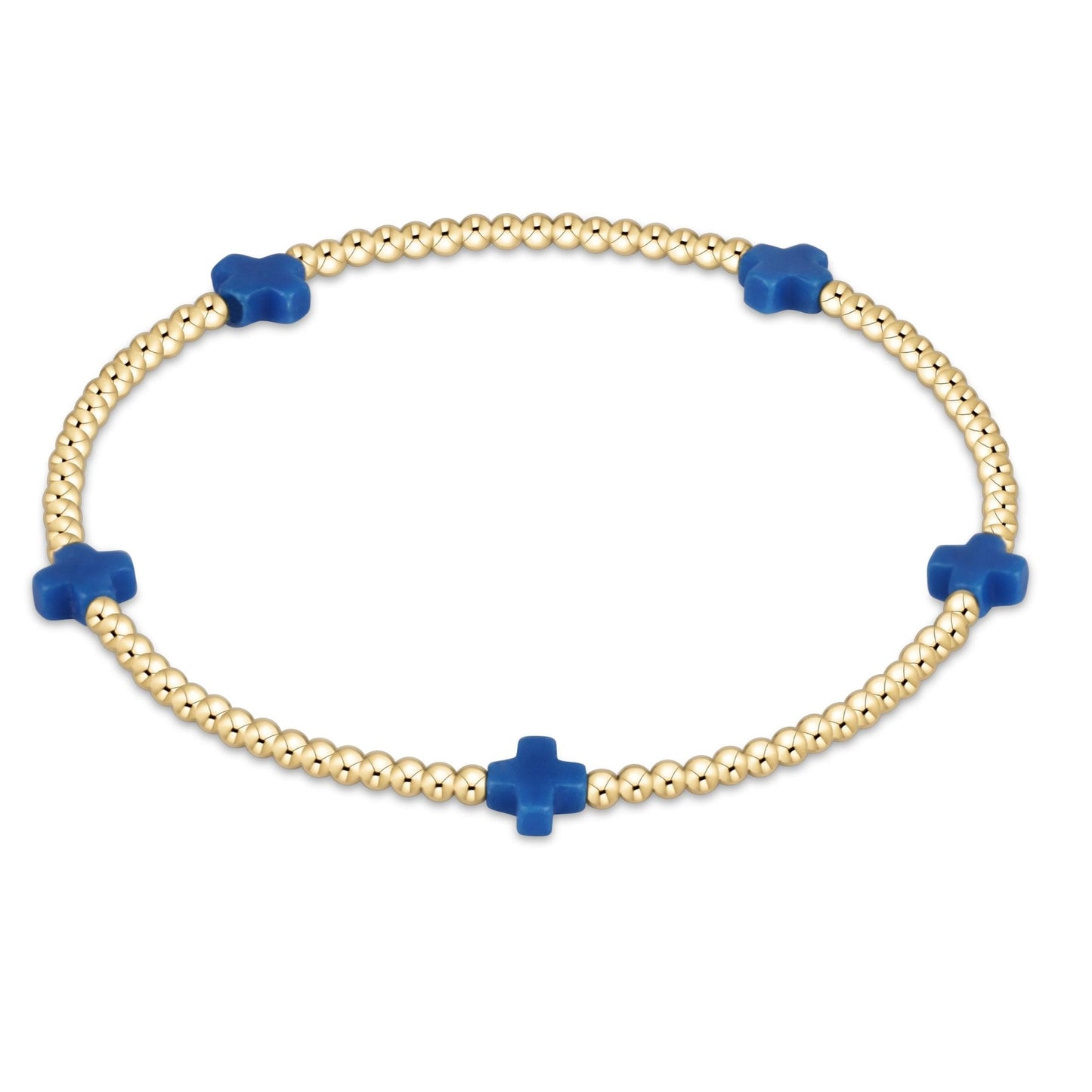 EGIRL SIGNATURE CROSS SMALL 2MM GOLD BRACELET - COBALT