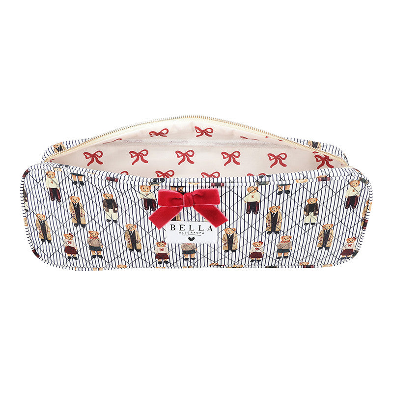 QUILTED HAIR TOOL BAG - NAVY STRIPES + BEAR