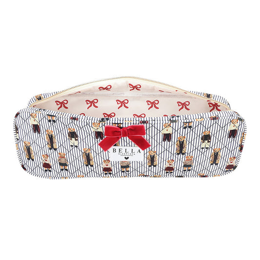 QUILTED HAIR TOOL BAG - NAVY STRIPES + BEAR