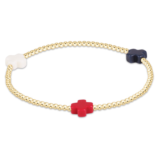 SIGNATURE CROSS SMALL 2MM GOLD BRACELET - FIRECRACKER