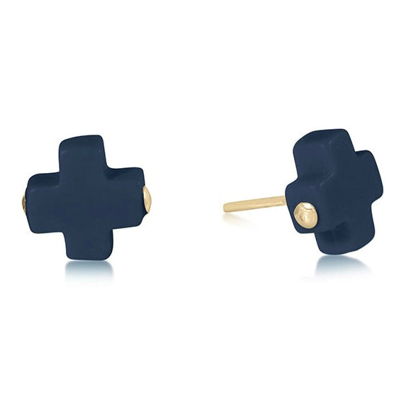 SIGNATURE CROSS STUD - NAVY