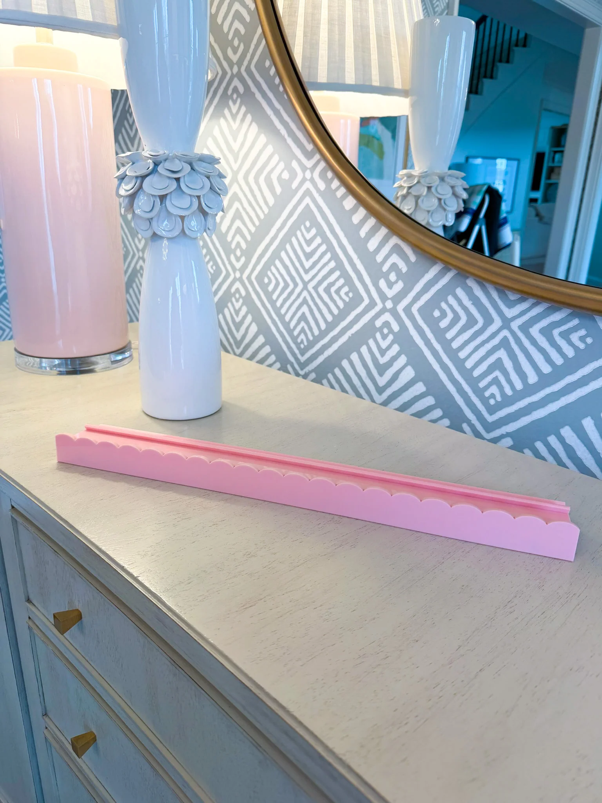 BLUSH SCALLOP MAHJONG RACK & PUSHER SET