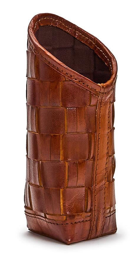CHESTNUT WOVEN LEATHER EYEGLASS/ACCESSORY HOLDER