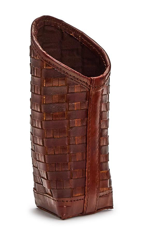 CHESTNUT WOVEN LEATHER EYEGLASS/ACCESSORY HOLDER