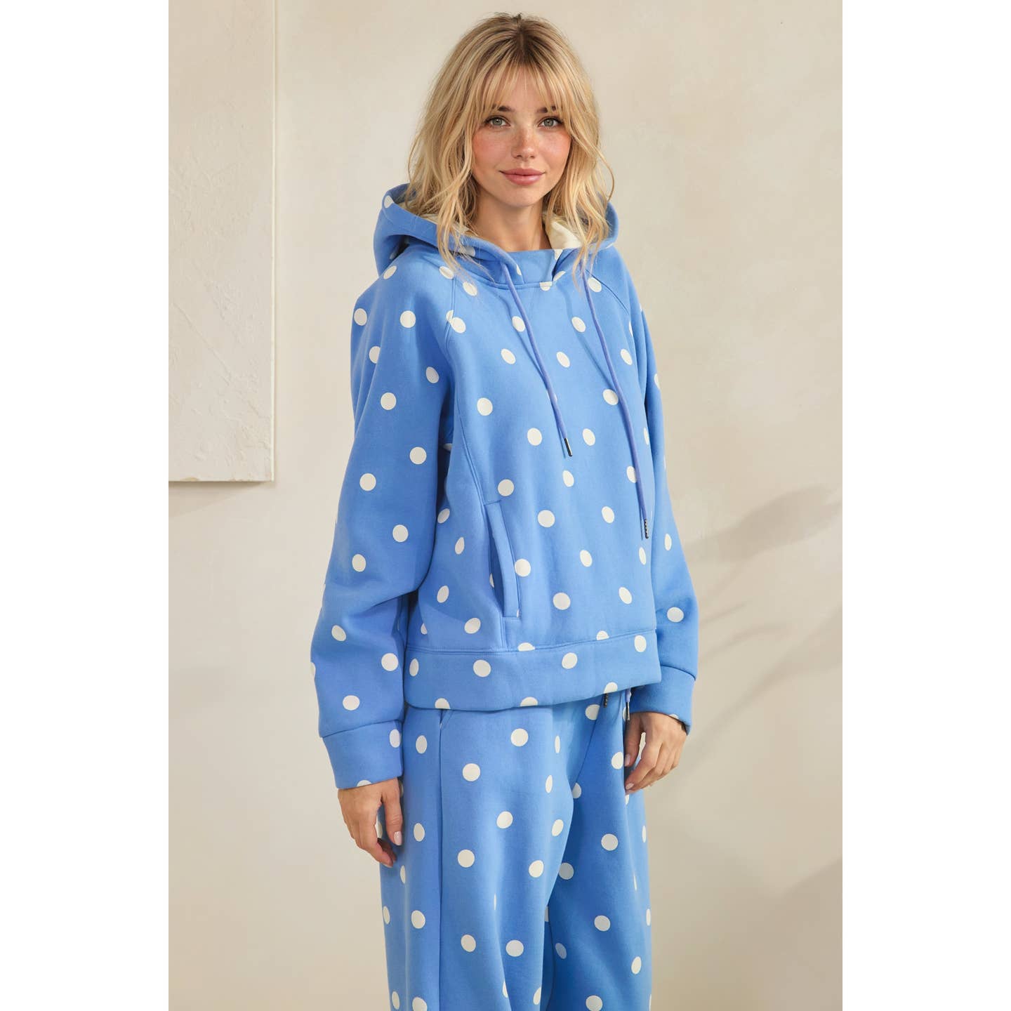 POLKA DOT HOODED SWEATSHIRT & SWEATPANTS 2PC SET