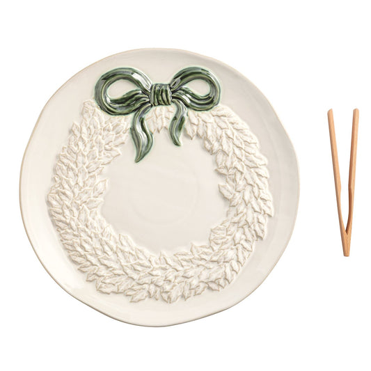 WHITE WREATH COOKIE PLATE SET