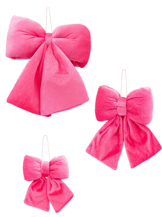 SIMPLY SOUTHERN PINK VELVET BOW ORNAMENT