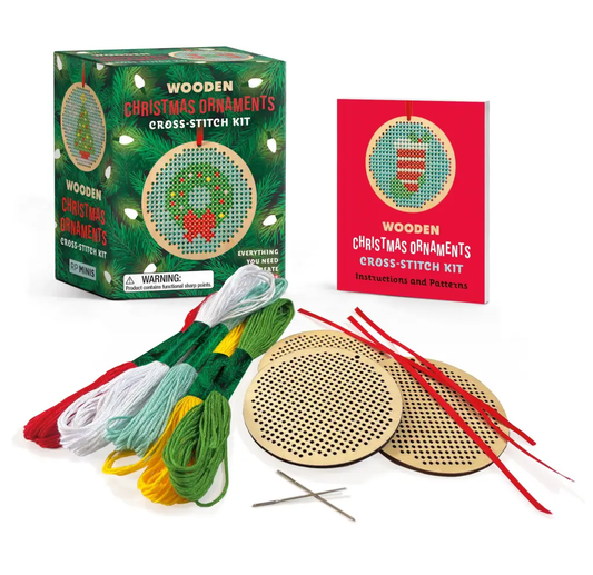 WOODEN CHRISTMAS ORNAMENTS CROSS STITCH KIT