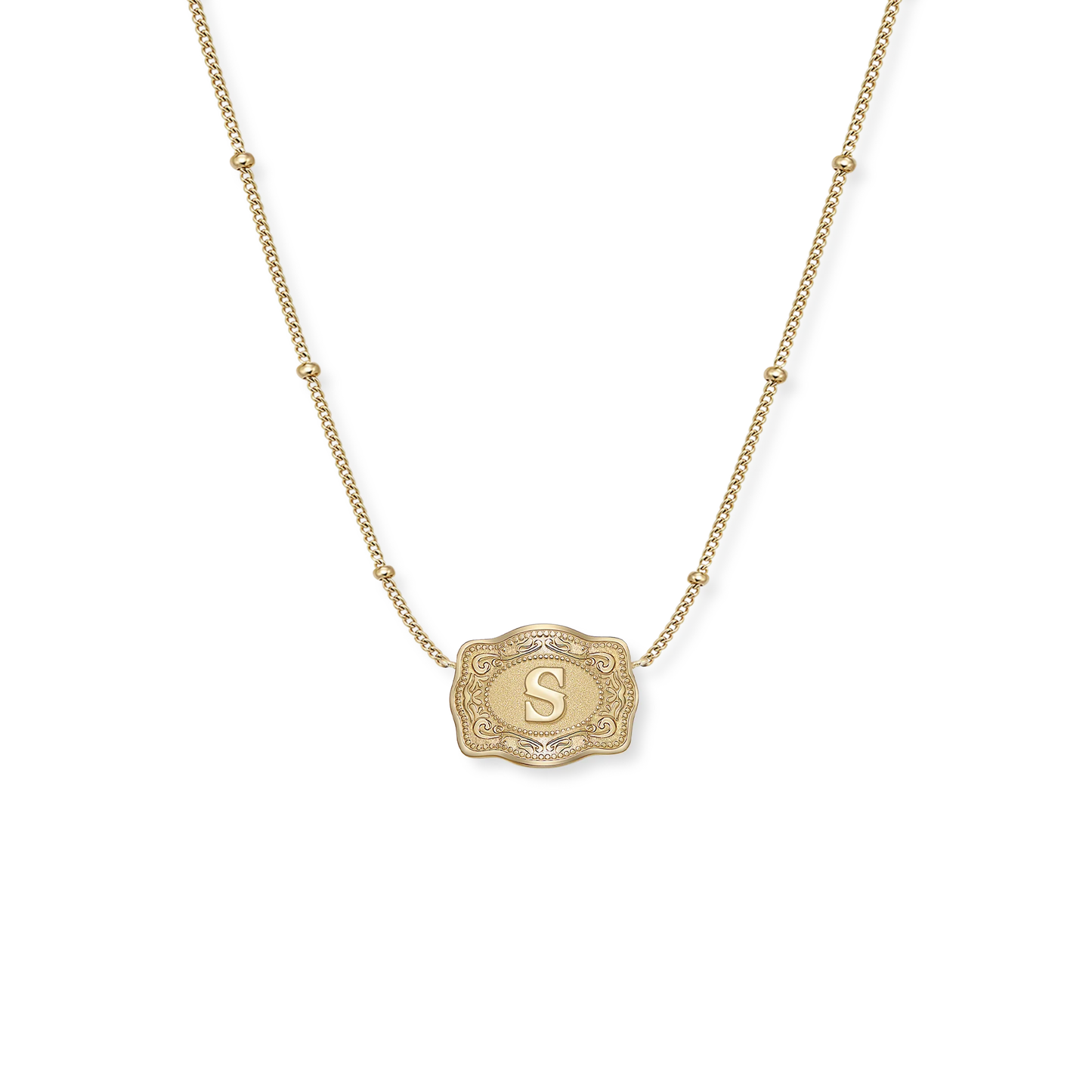 SPURWEST ULTRA MINI BELT BUCKLE INITIAL NECKLACE
