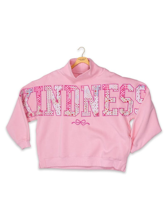 LIGHT PINK KINDNESS MOCK NECK SWEATSHIRT