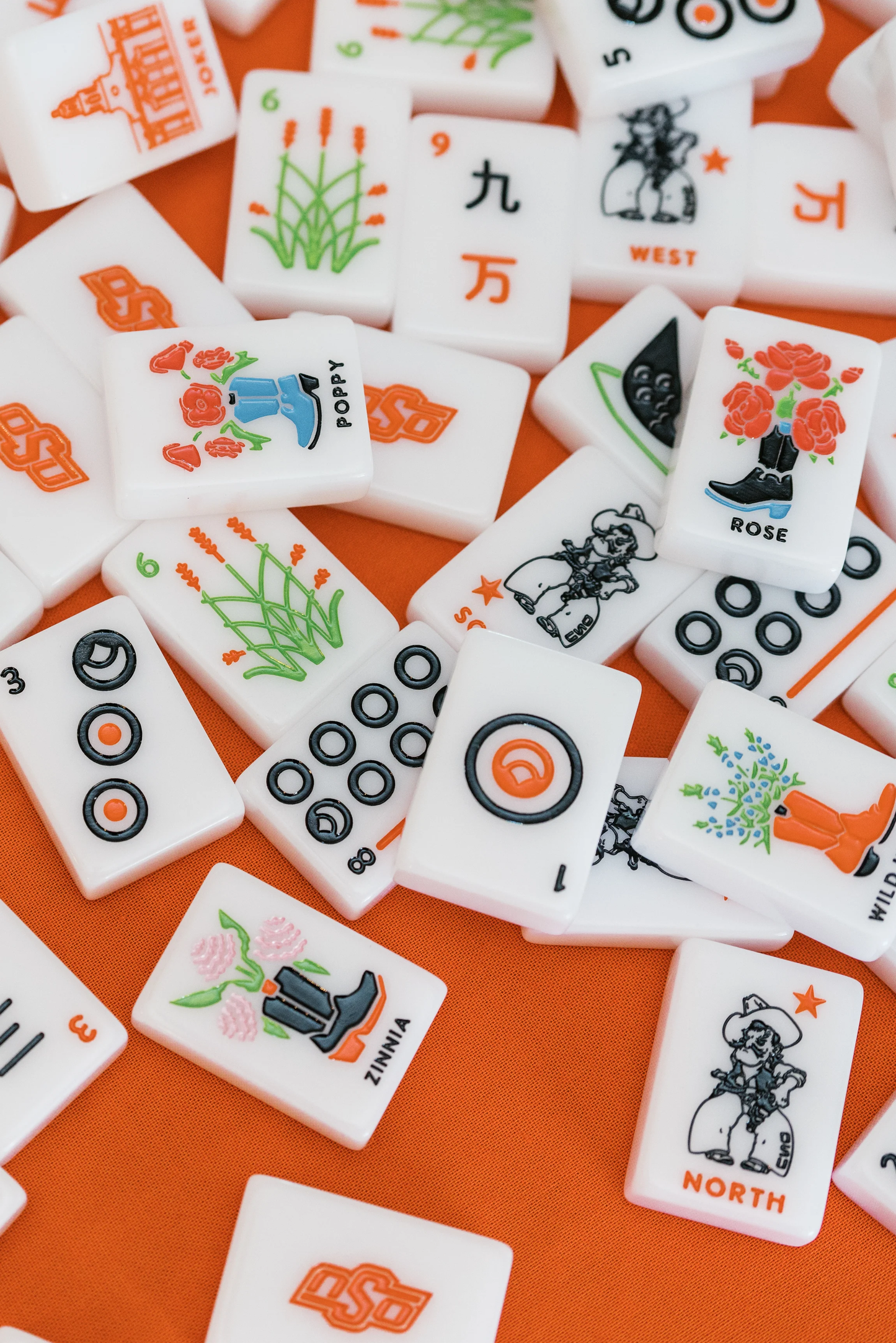 WEST WIND MAHJONG - OSU OKLAHOMA STATE UNIVERSITY MAHJONG TILES