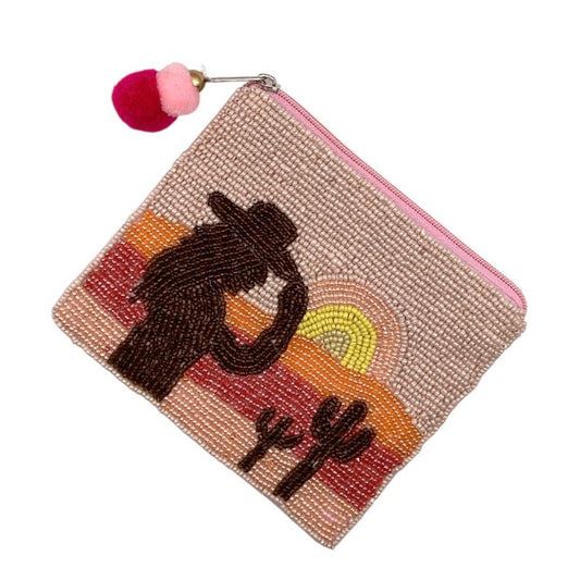 SEED BEAD COIN BAG - COWGIRL