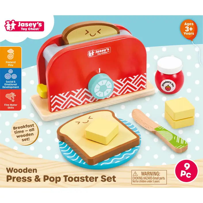WOODEN PRESS & POP TOASTER SET