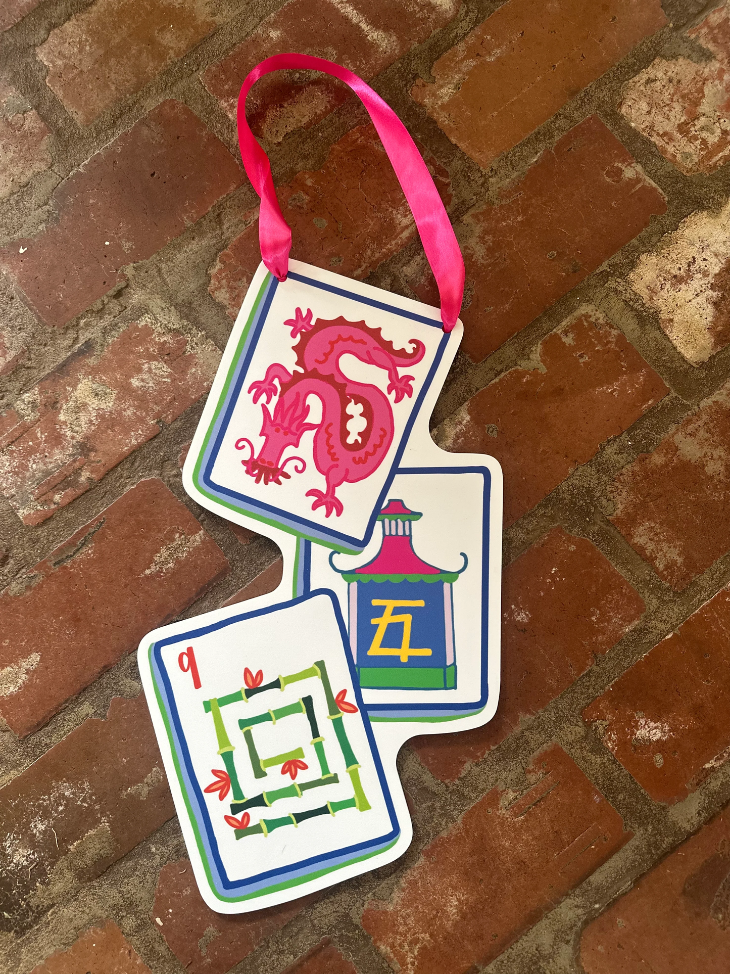 TRIPLE MAHJONG TILE DOOR HANGER