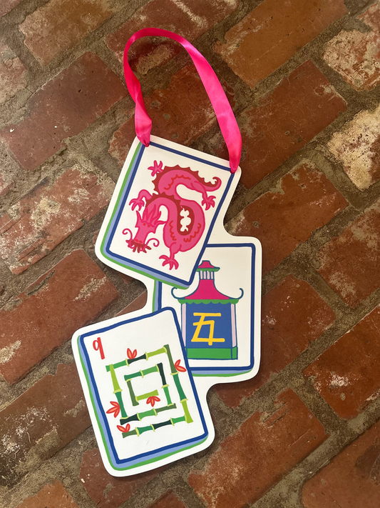 TRIPLE MAHJONG TILE DOOR HANGER
