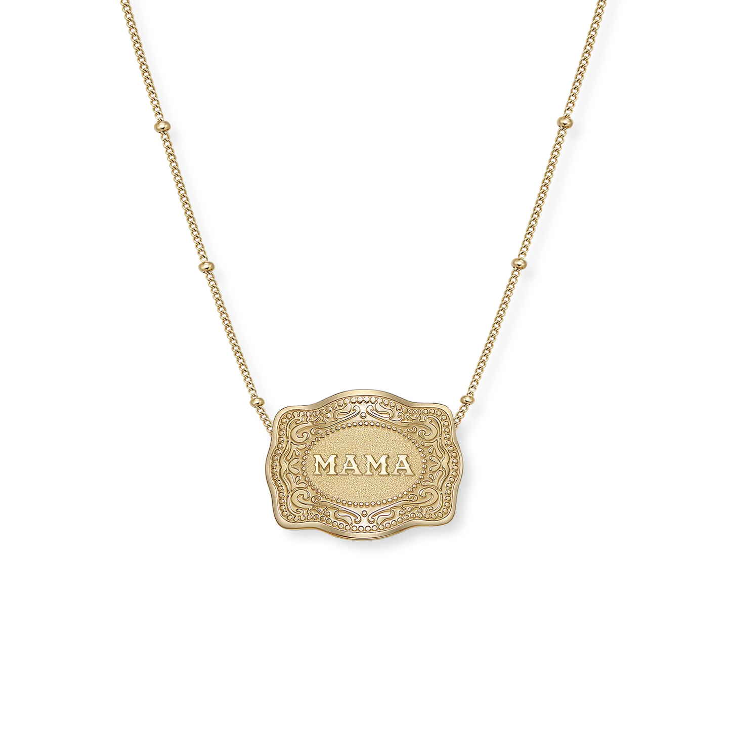 MINI BELT BUCKLE NECKLACE - MAMA