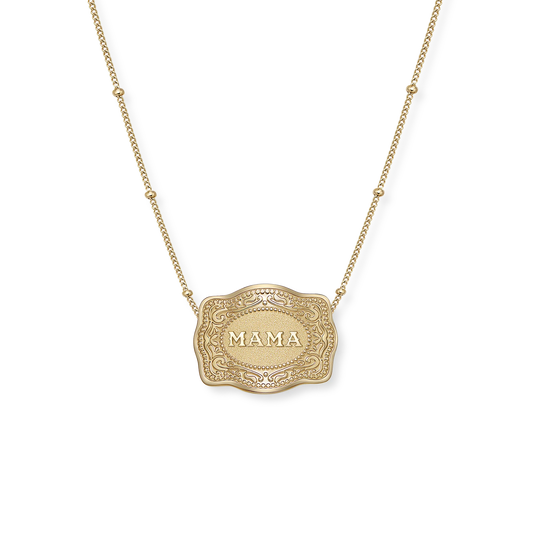 MINI BELT BUCKLE NECKLACE - MAMA