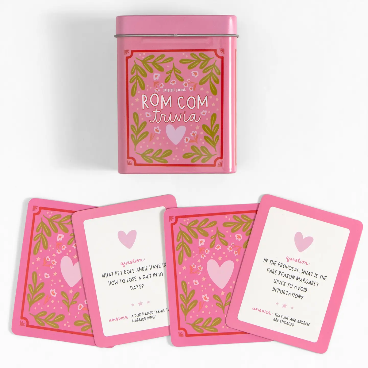 ROM COM TRIVIA GAME - DECK OF CARDS + STORAGE TIN