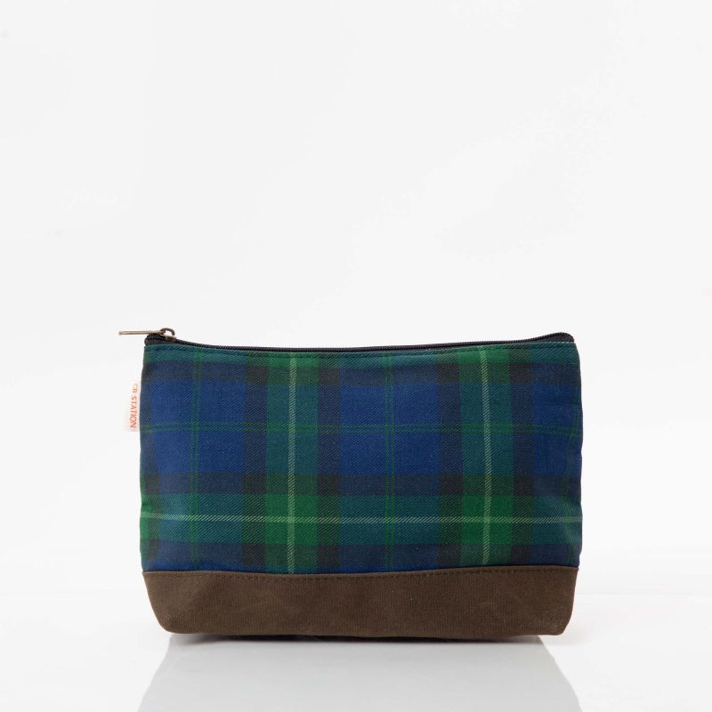 PLAID WITH OLIVE WAXED TRIM CLUTCH