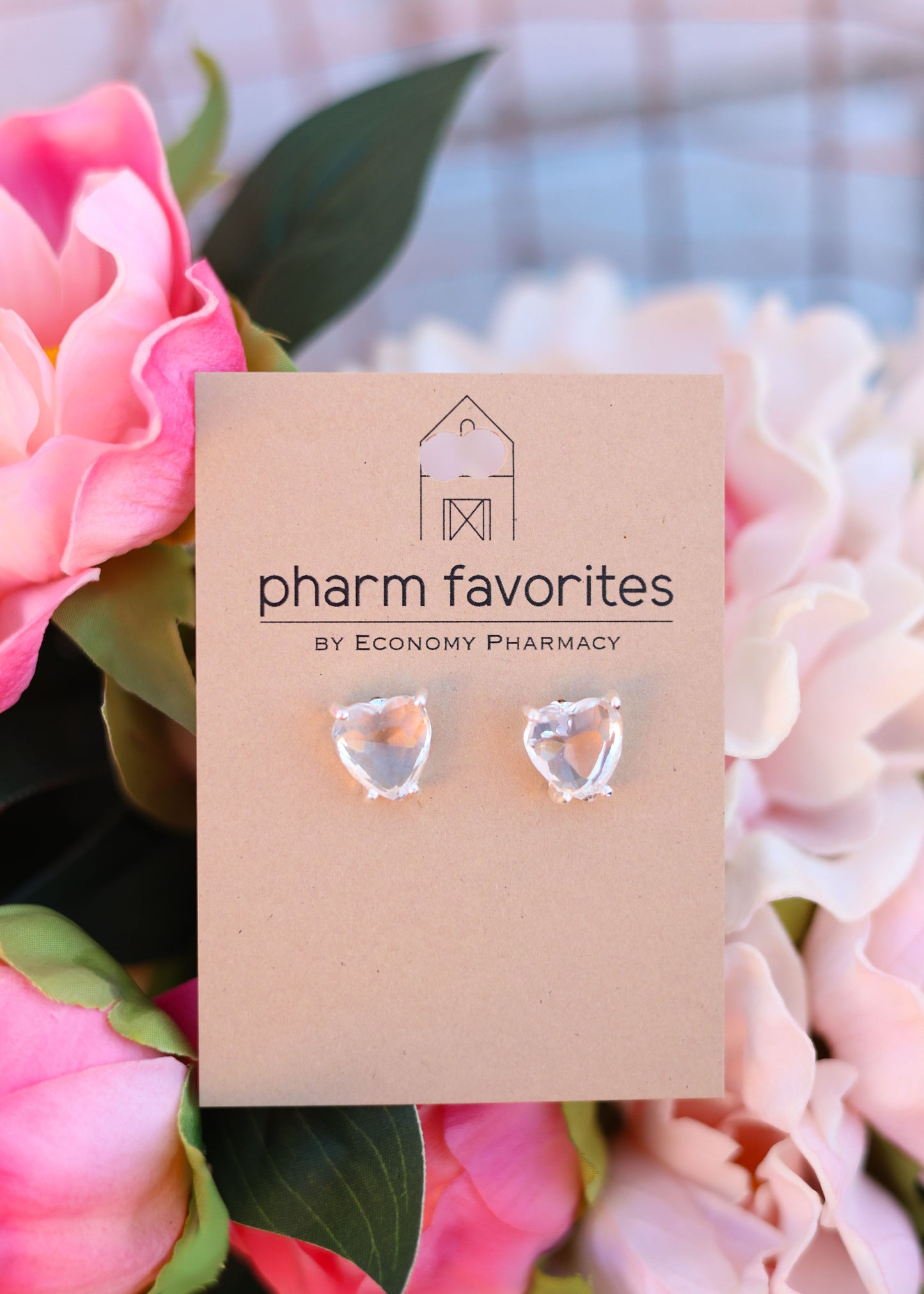 CRYSTAL HEART STUD EARRINGS