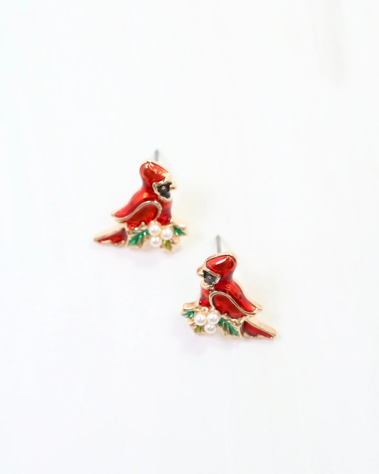 CHRISTMAS CARDINAL STUD - RED