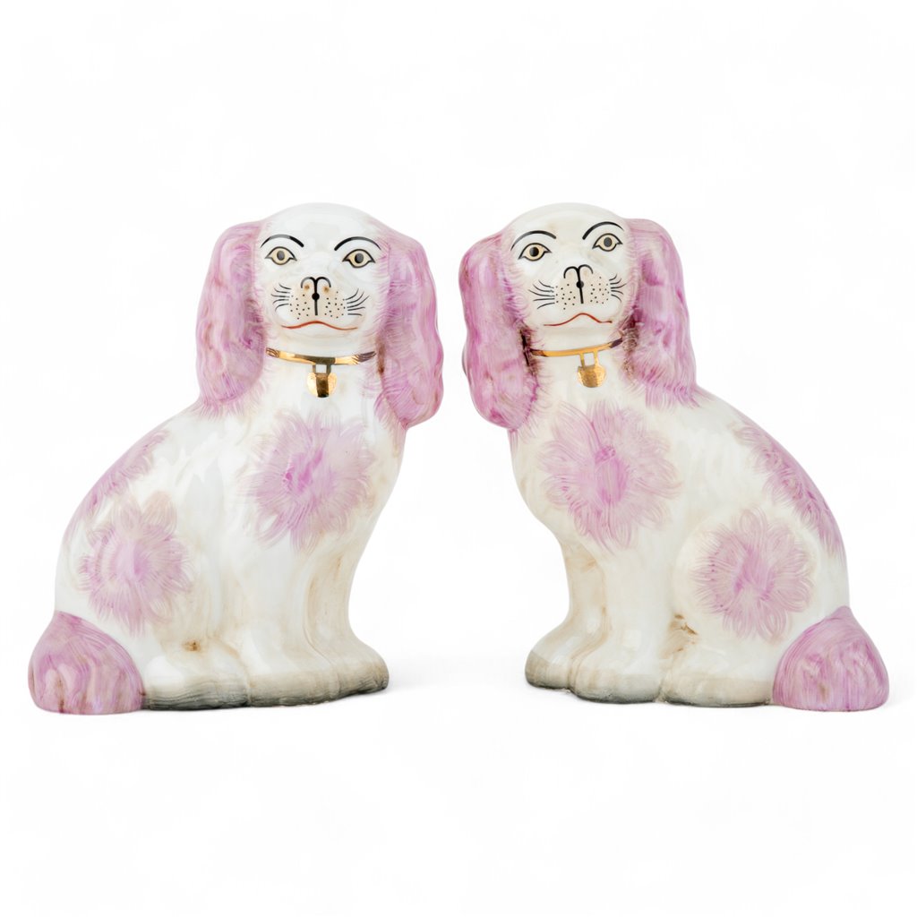 PINK STAFFORDSHIRE DOGS SET OF 2