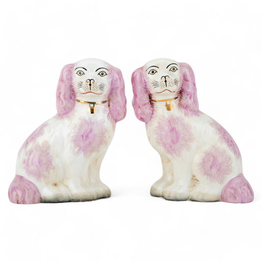 PINK STAFFORDSHIRE DOGS SET OF 2