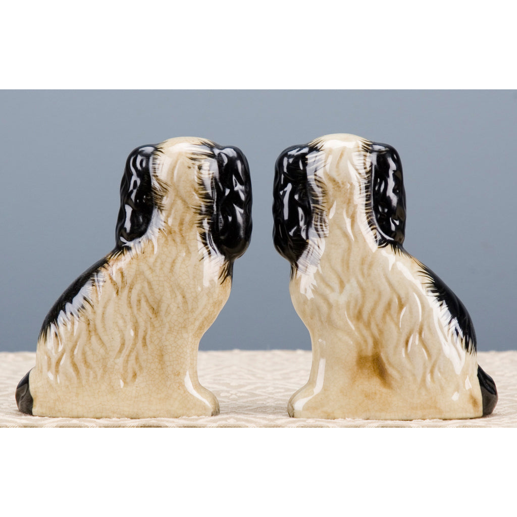 SMALL BLACK STAFFORDSHIRE DOGS SET OF 2