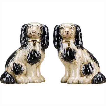 SMALL BLACK STAFFORDSHIRE DOGS SET OF 2