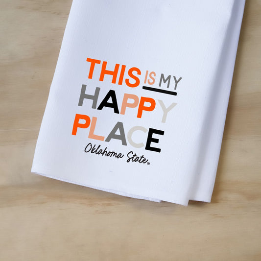 OKLAHOMA STATE THIS IS MY HAPPY PLACE TEA TOWEL