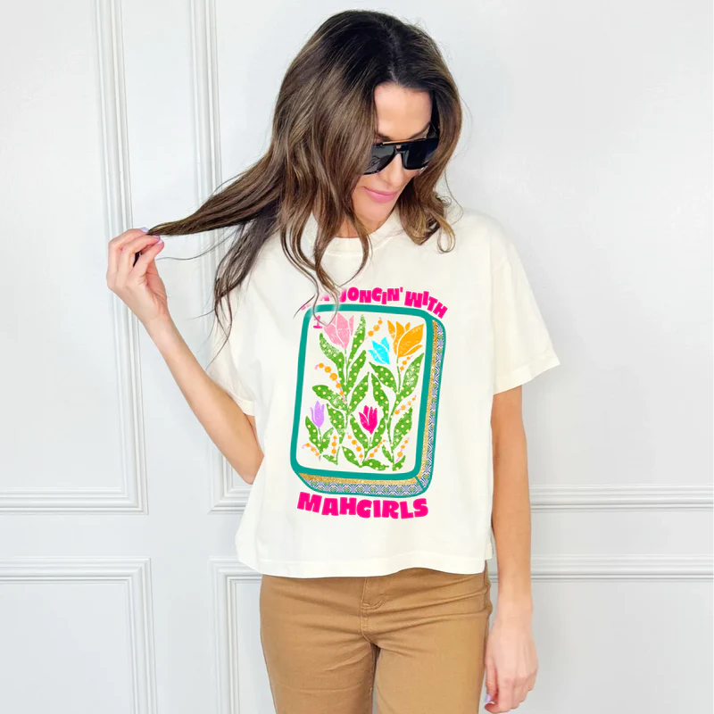 MAHJONGIN' WITH MAHGIRLS CROP TEE