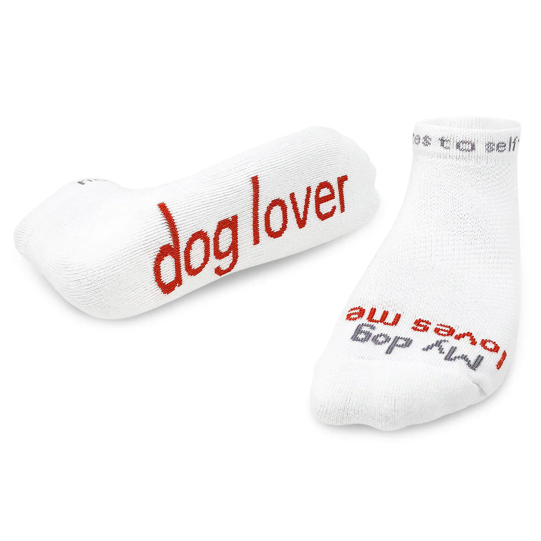 SOCKS - DOG LOVER - WHITE W/RUST