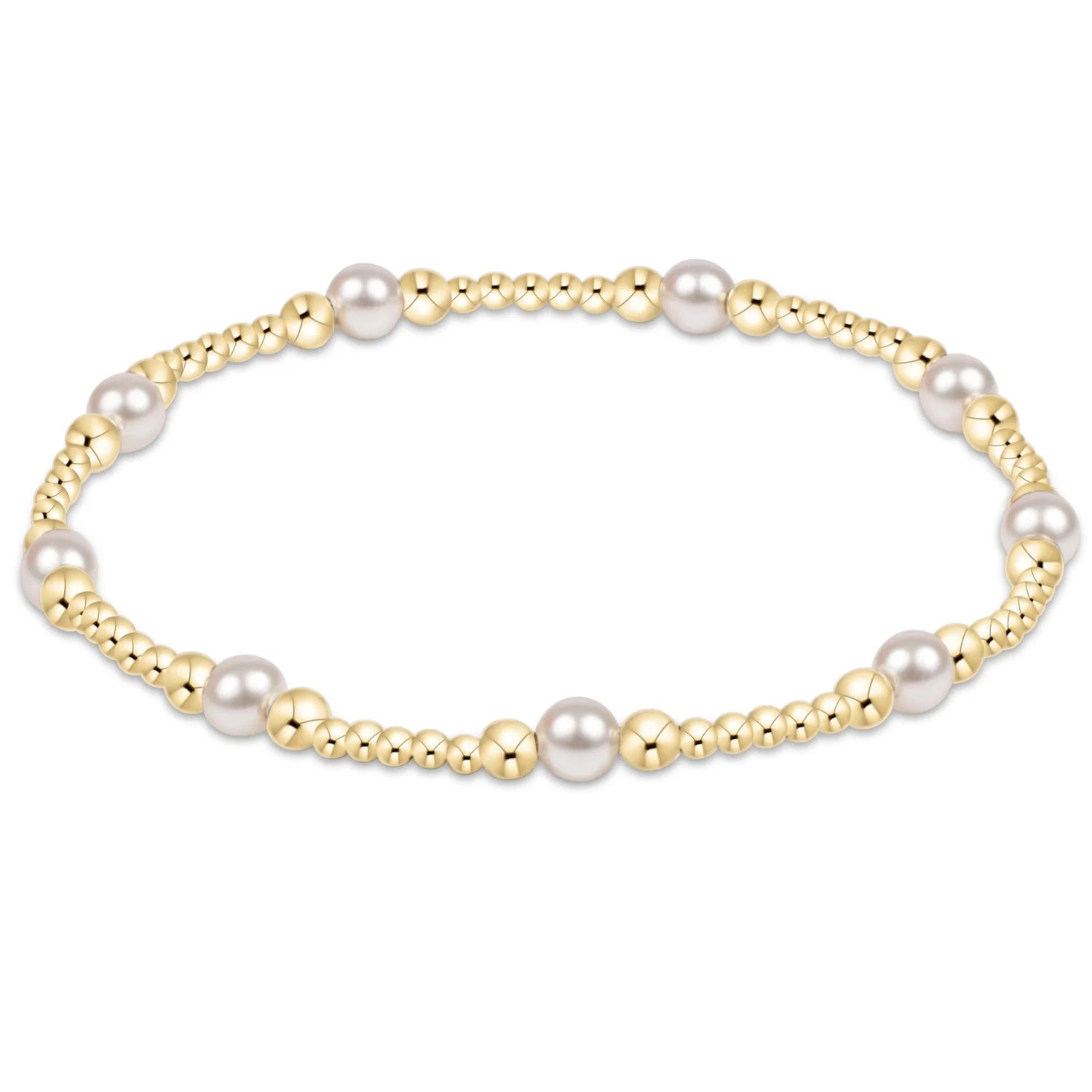 Classic Purpose Pattern 4mm Bead Bracelet - Pearl