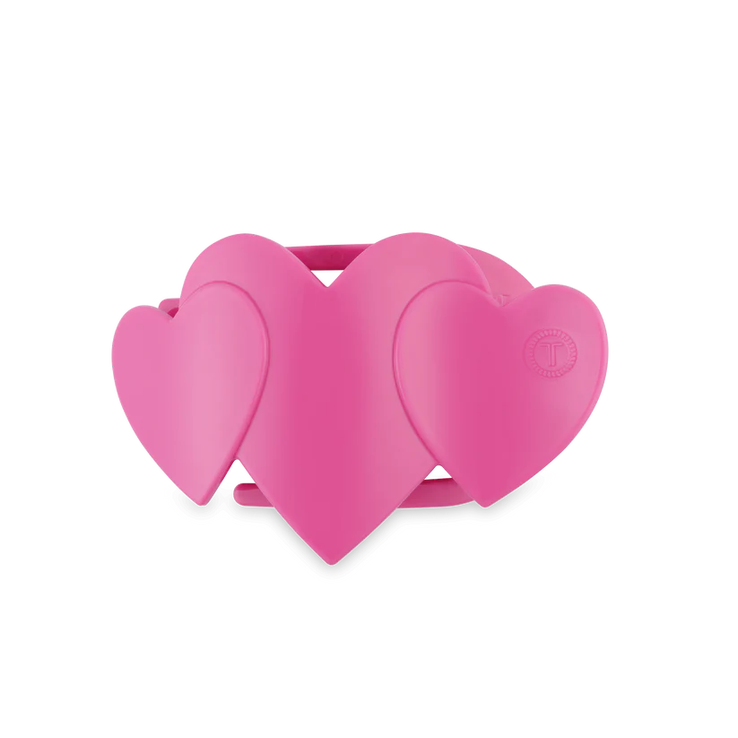 PINK HEART TO HEART SMALL FLAT HAIR CLIP