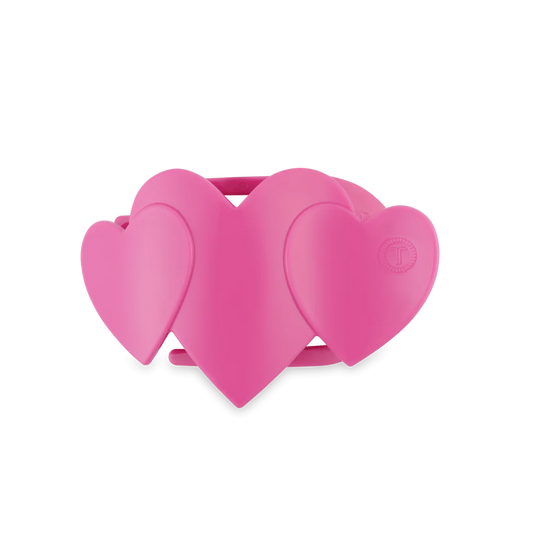 PINK HEART TO HEART SMALL FLAT HAIR CLIP