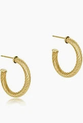 Round Gold 1.125" Post Hoop - 4mm - Textured Twist