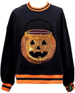 HALLOWEEN CANDY BUCKET SWEATSHIRT - BLACK